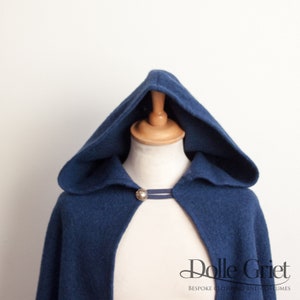 100% wool cloak in jeans blue -- warm and ready to ship!