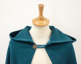 100% wool cloak in petrol -- warm and ready to ship!