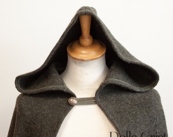 100% wool cloak in army green -- warm and ready to ship!
