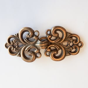 Scrollwork Cloak Clasp Brass