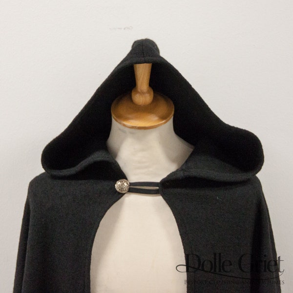 100% wool cloak in black -- warm and ready to ship!