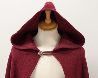 100% wool cloak in burgundy