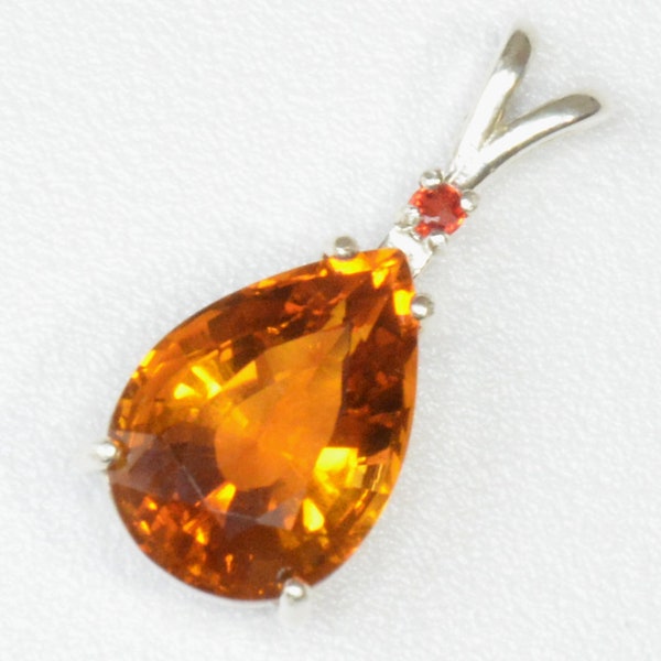 Golden Citrine and Pink-Orange Sapphire Pendant - Sterling Silver