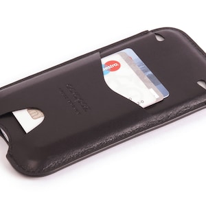 iPhone X / Xs Leather Pouch - iPhone X / Xs Leather Sleeve - Slim Case - Leather case iPhone X / Xs - Smooth Natural Leather - BLACK
