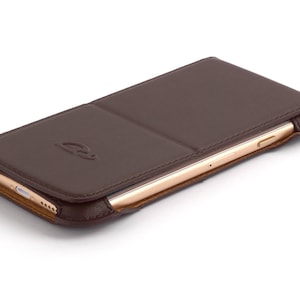Etui cuir iPhone 6 - Housse iPhone 6 - Pochette iPhone 6 - Cuir semi-végétal - Fonction Stand - Pochette pour 3-4 cartes - BRUN