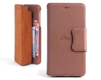 iPhone 6 Plus Leather Wallet Case - Wallet Case iPhone 6 Plus - iPhone Wallet Case - Leather Flip Case iPhone 6 Plus - Stand - ROSY BROWN