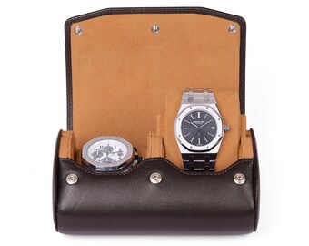 Custodia Da Viaggio In Pelle Italiana DiLoro Per 12 Orologi &ndash; Colore Marrone Caff&egrave;