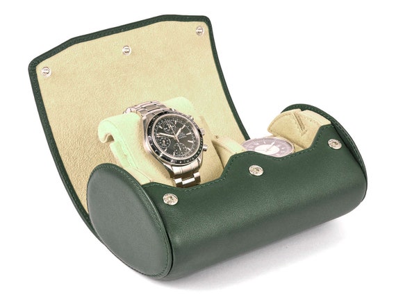 Rollo de reloj de viaje para 2 relojes Con función de soporte Caja de reloj  en cuero natural Regalo para hombre Color: VERDE -  México