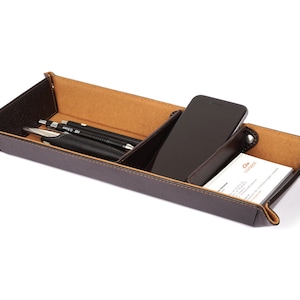 Vide-poche cuir - Panier de rangement - Rangement bureau - Desk Organizer - Leather catchall - Taschenleerer - BRUN
