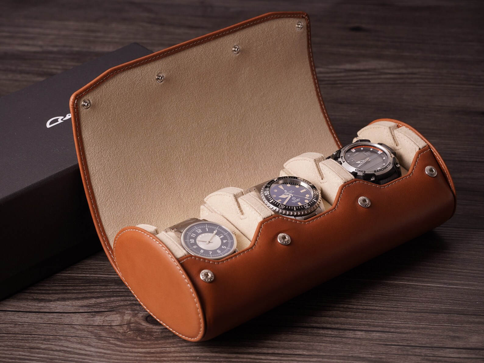 Watch Roll Travel Case Watch Box for 3 Watches With Stand Etsy