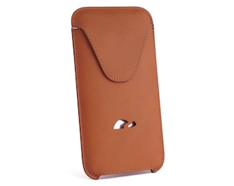 Funda de cuero iPhone 8+ - bolsa iPhone 8+ - funda delgada iPhone 8+ - funda de manga - cuero natural - TAN (LIGHT BROWN)