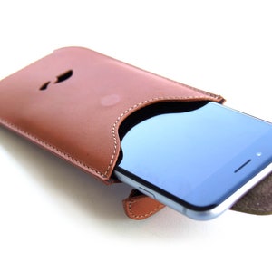 iPhone Xs Max Leather Pouch - iPhone Xs Max Sleeve Case - Slim Case iPhone Xs Max - Natural Leather - TAN