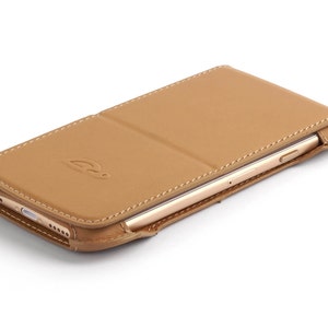 Etui cuir iPhone 6 - Housse iPhone 6 - Pochette iPhone 6 - Cuir semi-végétal - Fonction Stand - Pochette pour 3-4 cartes - CAMEL (BEIGE)
