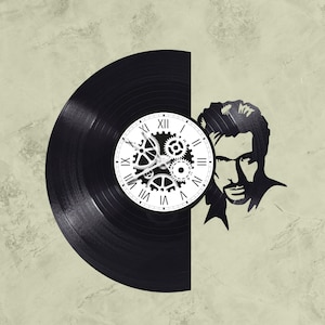 Horloge en disque vinyle 33 tours thème Johnny Hallyday image 1