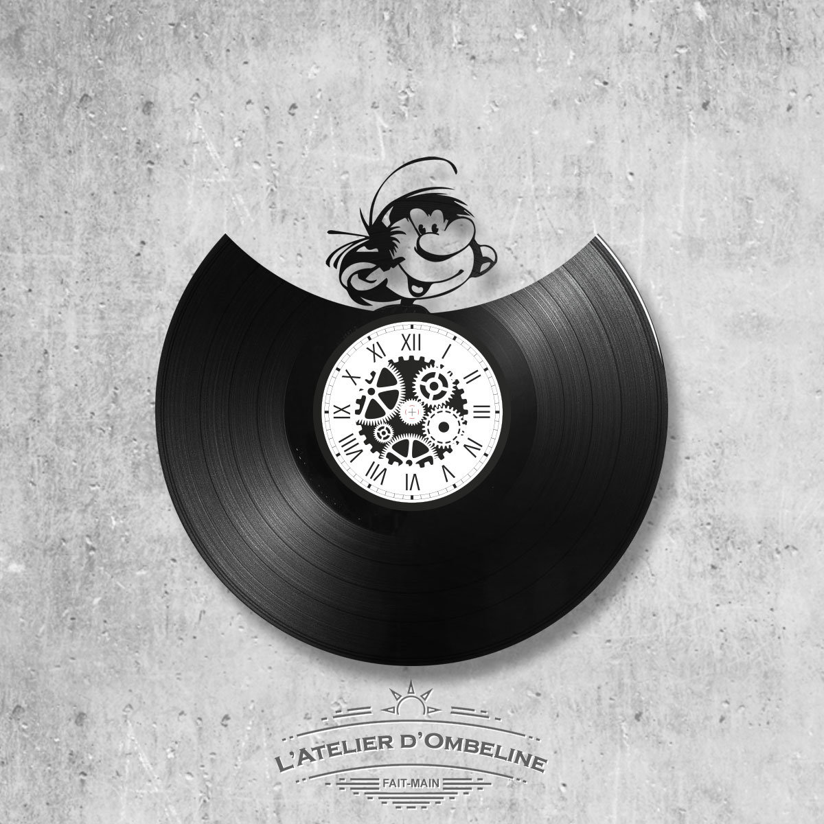 Horloge en Disque Vinyle 33 Tours Thème Gaston Lagaffe