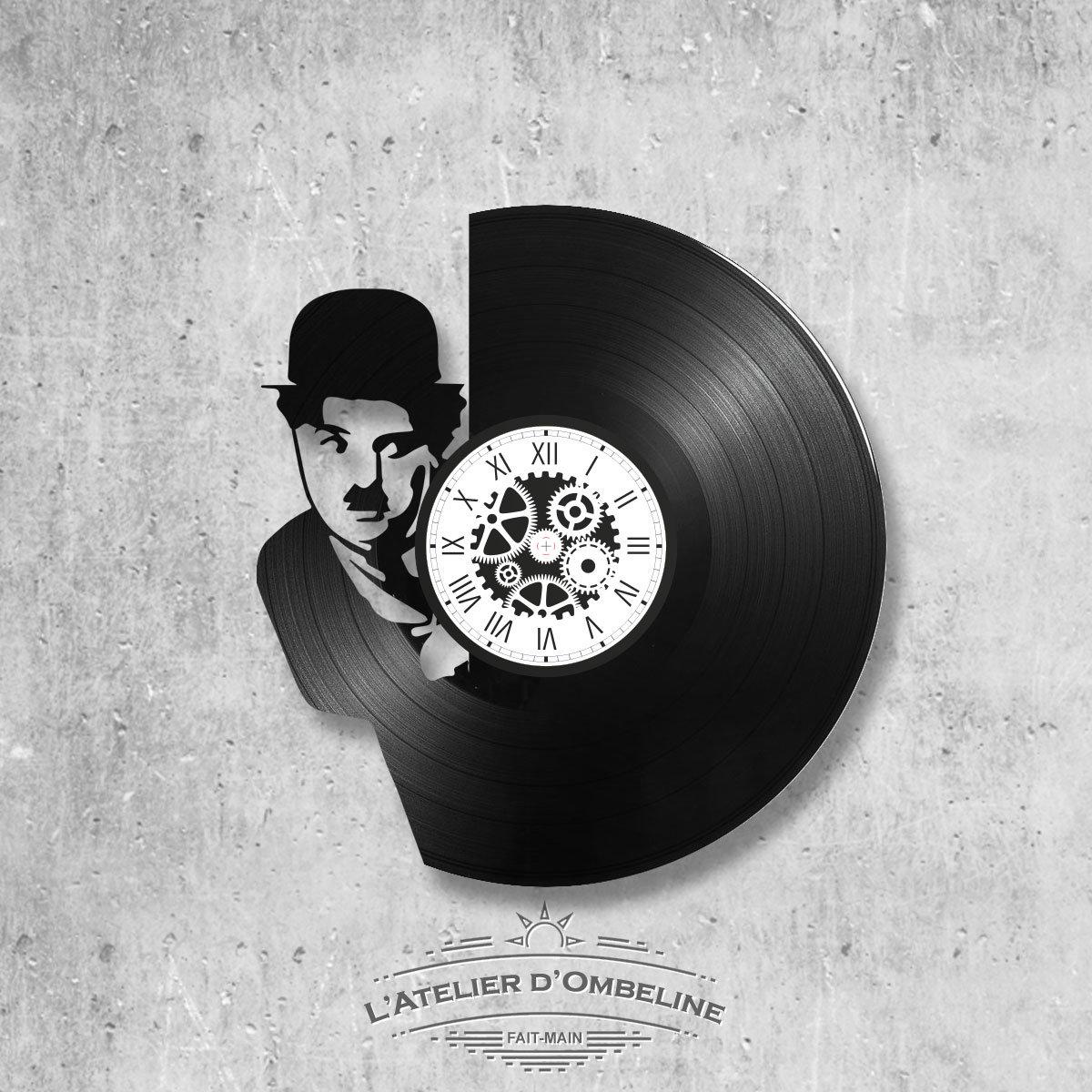 Horloge en Disque Vinyle 33 Tours Thème Charlie Chaplin