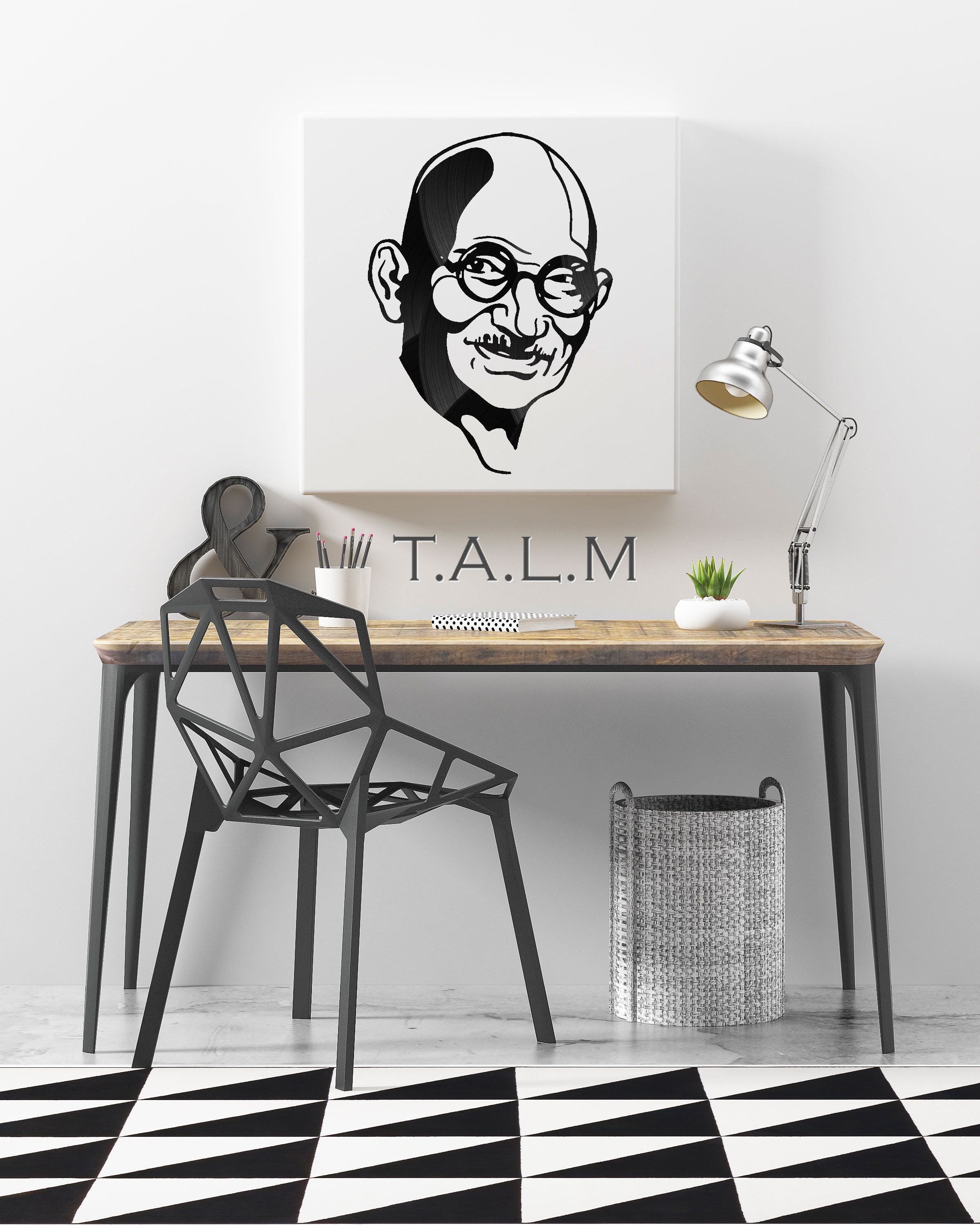 Toile - Tableau Découpe Disques Vinyles Gandhi
