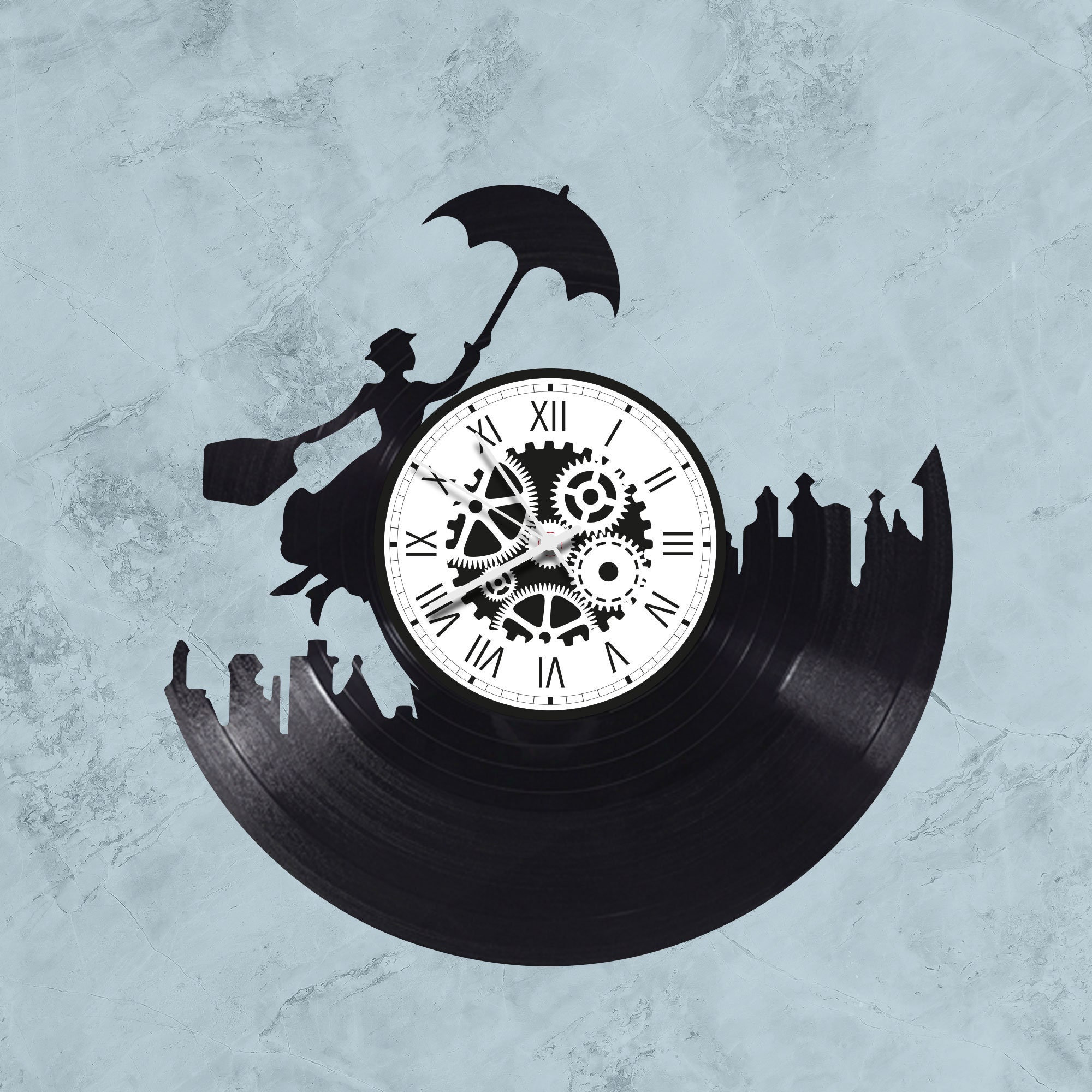 Mary Poppins theme 33 rpm vinyl record clock