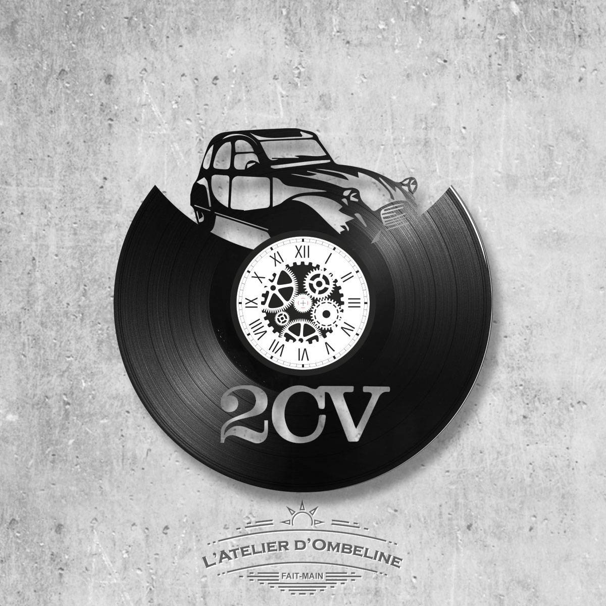 Horloge en Disque Vinyle 33 Tours Thème 2 Cv