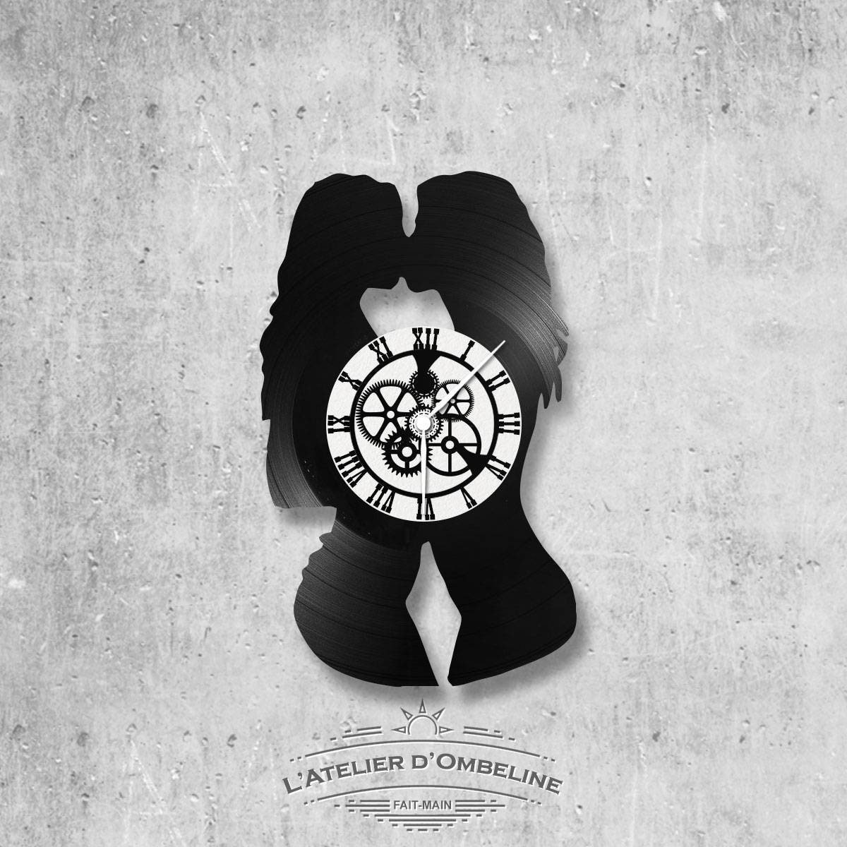 Horloge en Disque Vinyle 33 Tours Thème Couple de Femmes