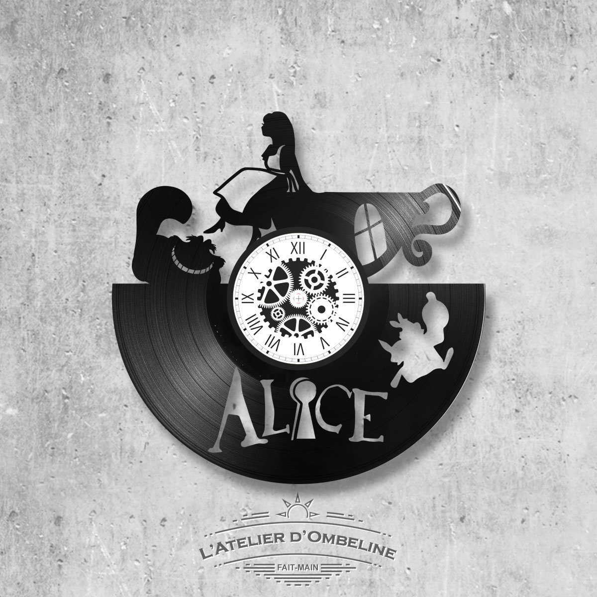 Horloge en Disque Vinyle 33 Tours Thème Alice Au Pays Des Merveilles