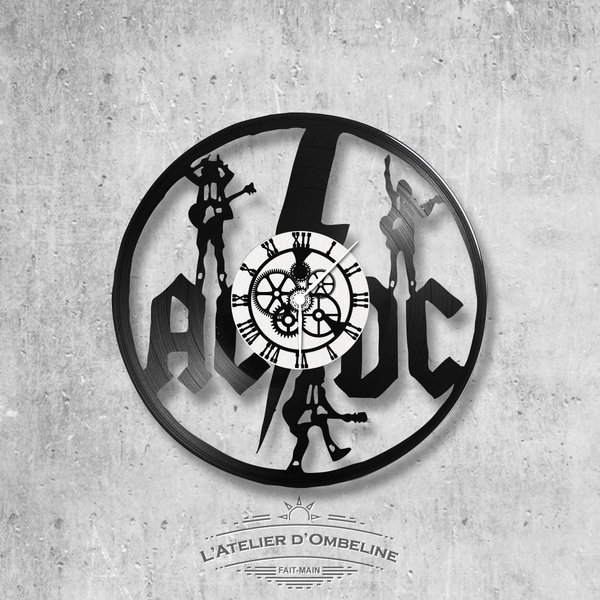 Horloge en Disque Vinyle 33 Tours Thème Acdc