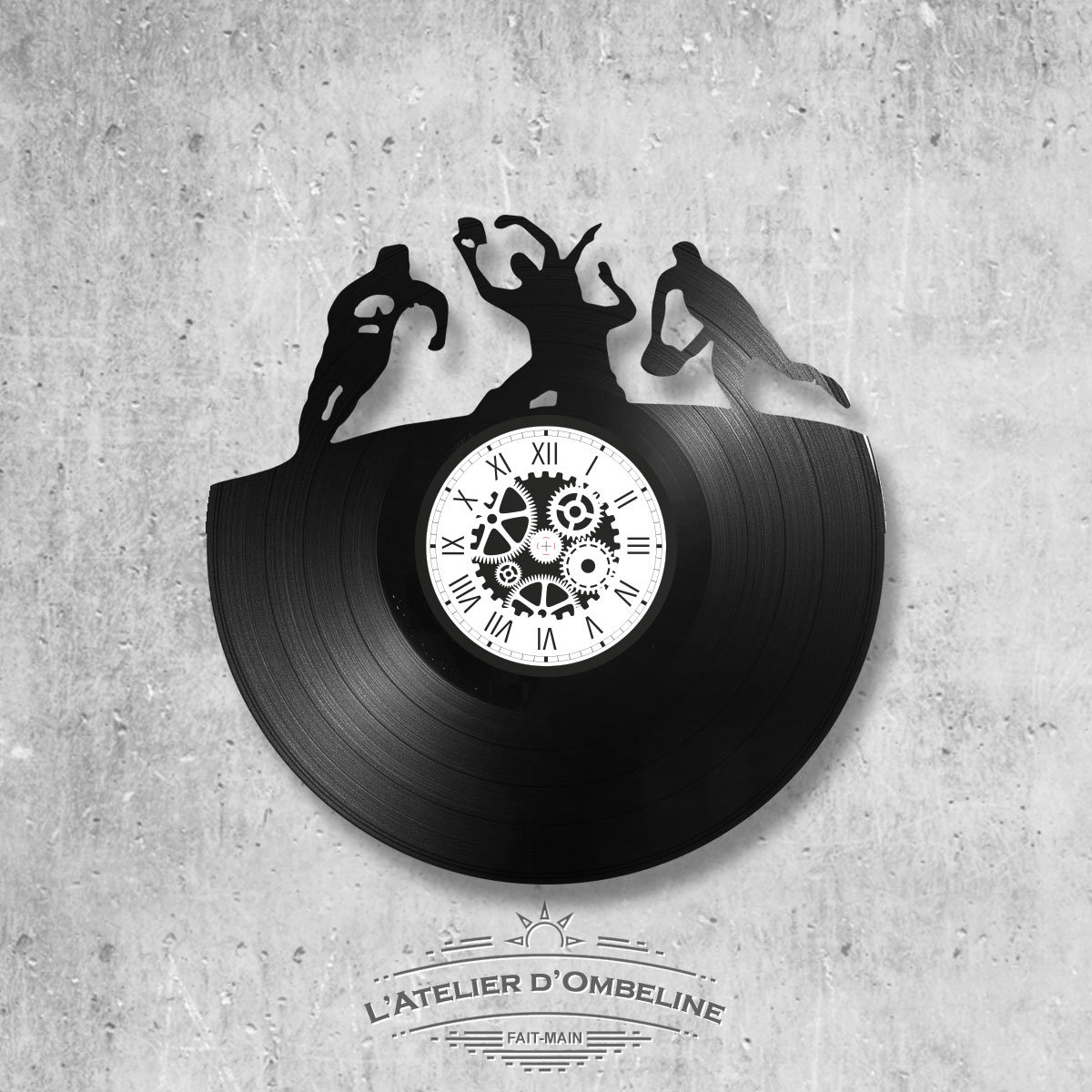 Horloge en Disque Vinyle 33 Tours Thème Rugby