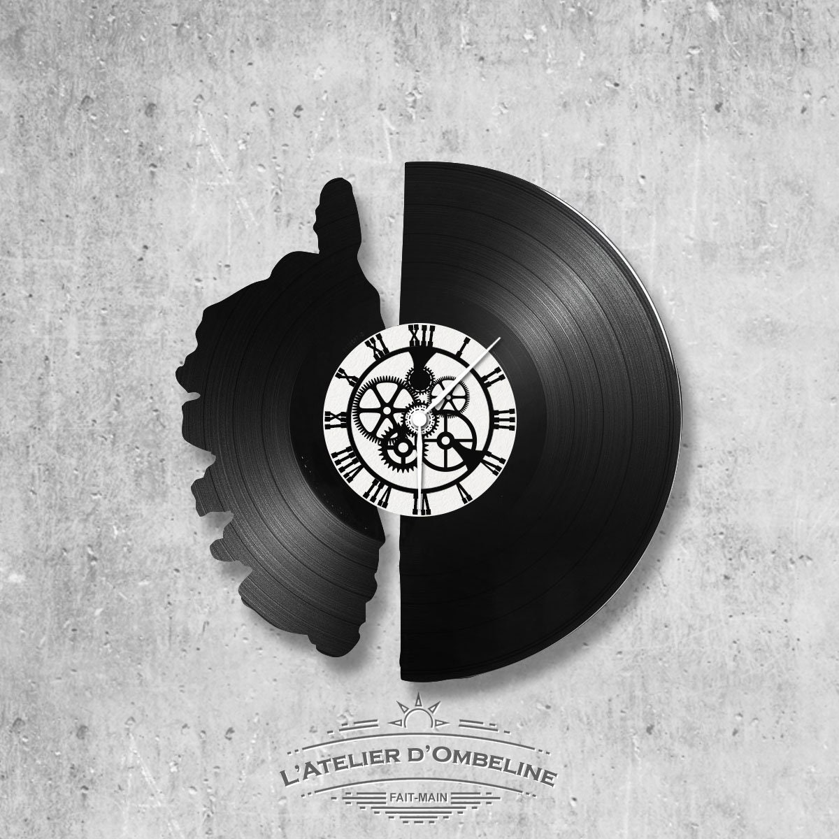 Horloge Murale en Vinyle 33 Tours Fait-Main/Thème Ile Corse, Région, France, Beauté