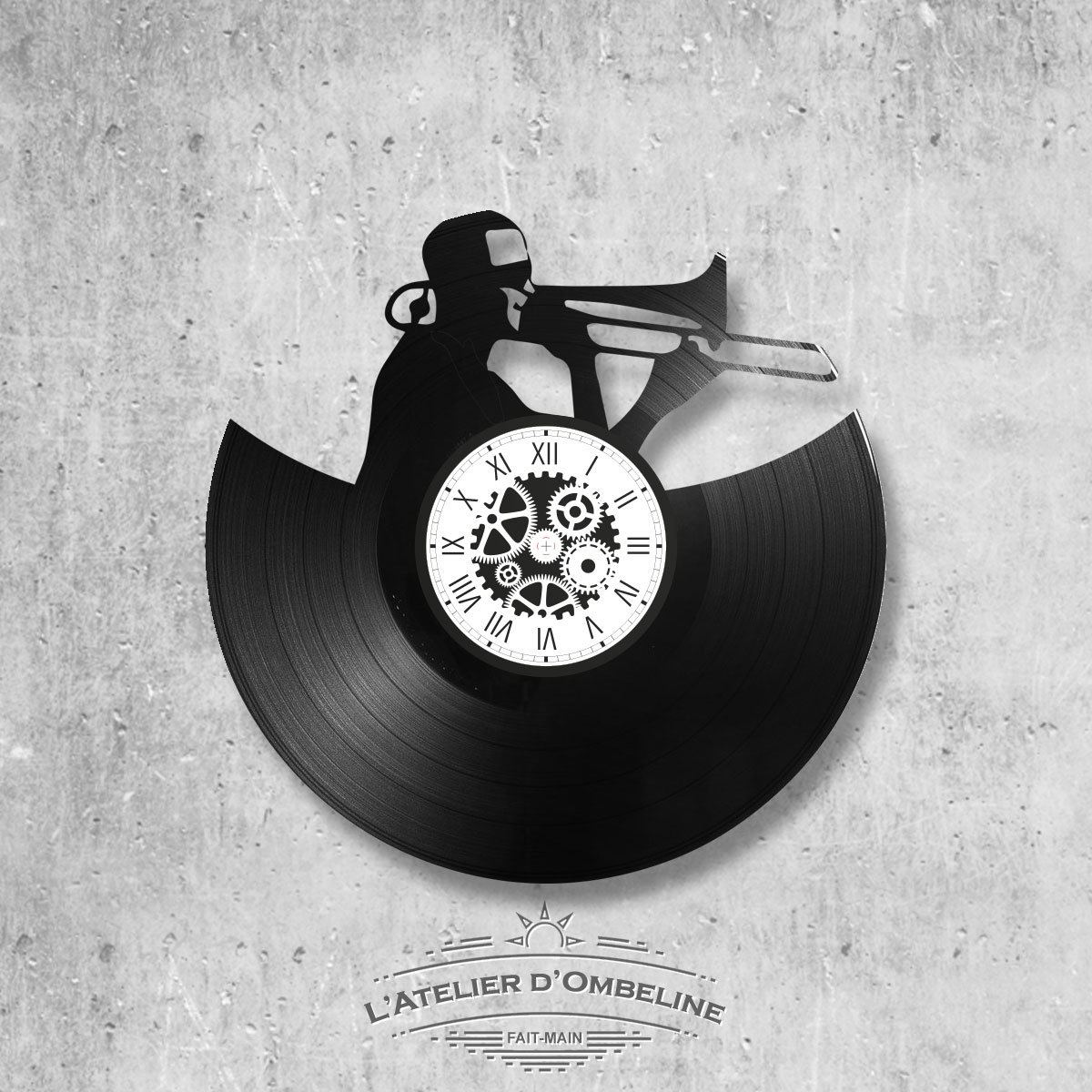 Horloge en Disque Vinyle 33 Tours Thème Joueur Trompette