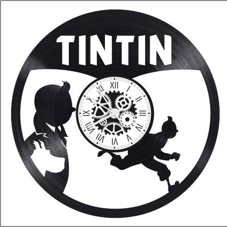 Horloge en disque vinyle 33 tours thème Tintin image 2