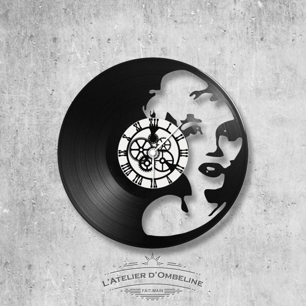 Horloge en disque vinyle 33 tours thème Maryline Monroe