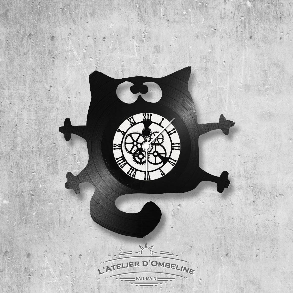 Horloge en Disque Vinyle 33 Tours Thème Splat Chat