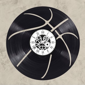 Basketbalthema 33-toeren vinylplatenklok