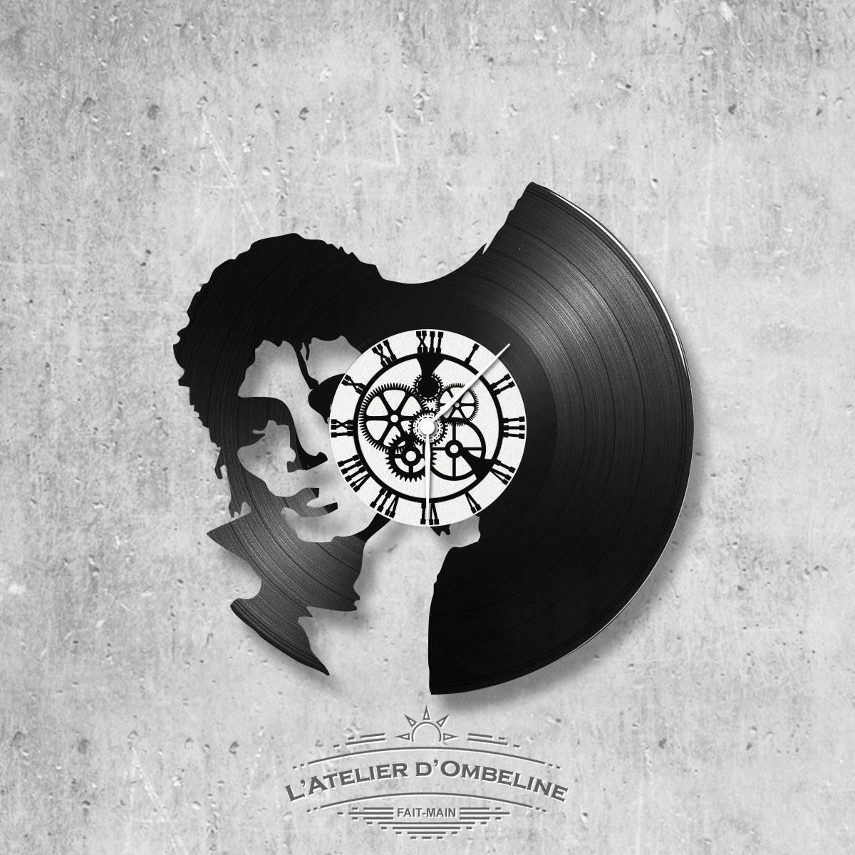 Horloge en Disque Vinyle 33 Tours Thème Mickael Jackson Portrait