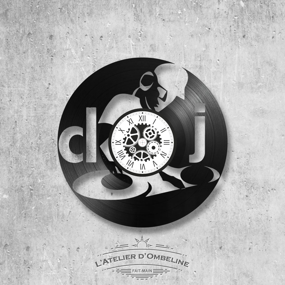 Horloge Murale en Vinyle 33 Tours Fait-Main/Thème Dj, Musique, Métier, Chanson, Fête, Chanteur
