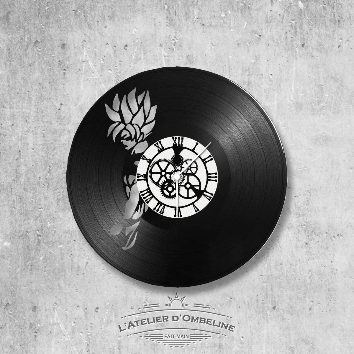 Horloge en Disque Vinyle 33 Tours Thème Dragon Ball Z Son Goku