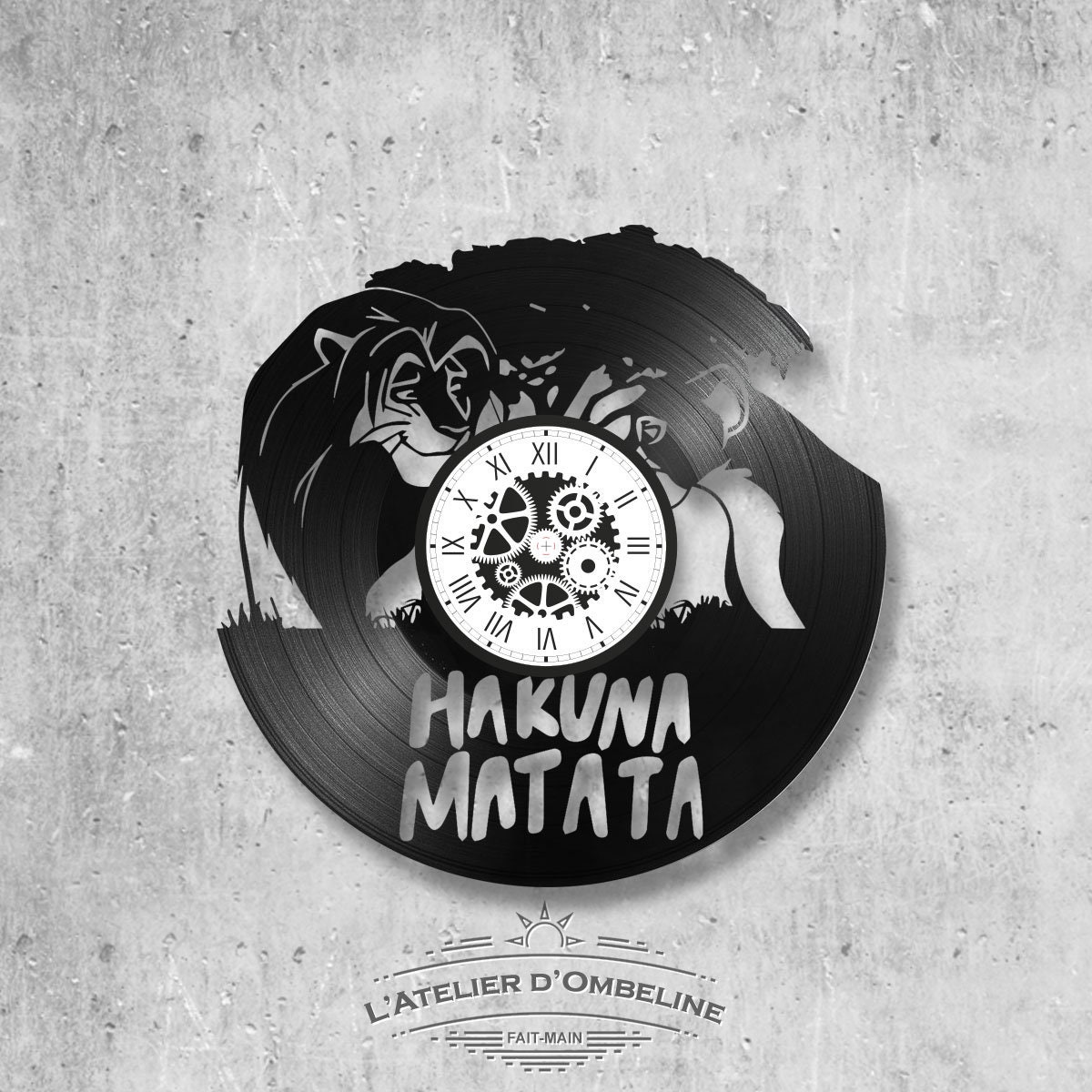 Horloge en Disque Vinyle 33 Tours Thème Le Roi Lion