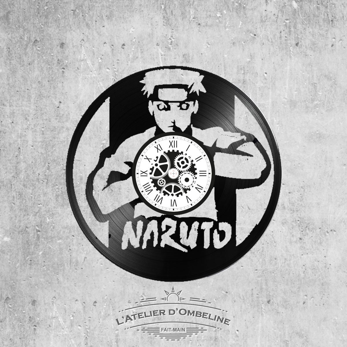 Horloge en Disque Vinyle 33 Tours Thème Naruto