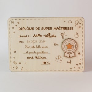 Diploma de Superprofesor de Madera: un regalo único y hecho a mano