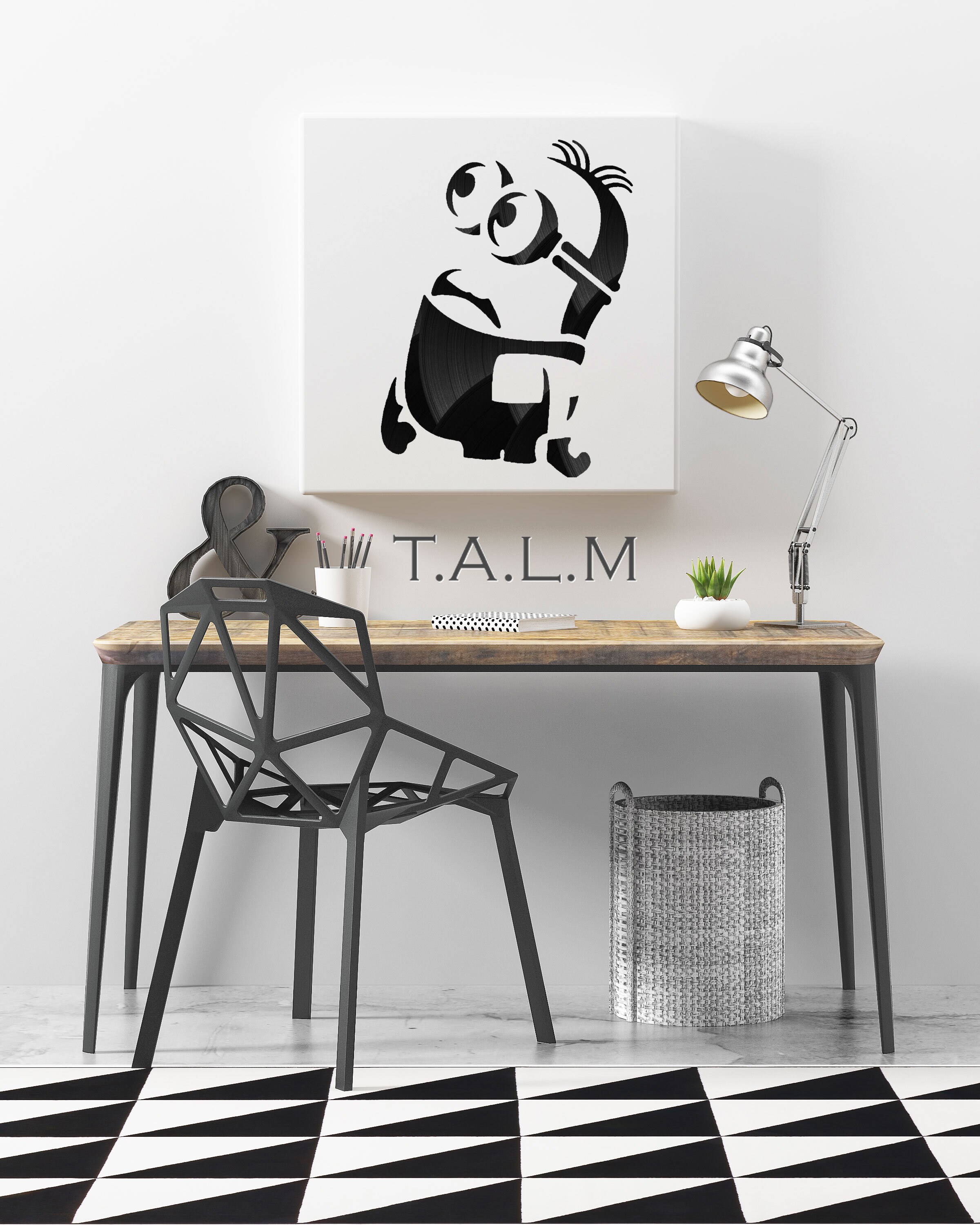 Toile - Tableau Découpe Disques Vinyles Minion