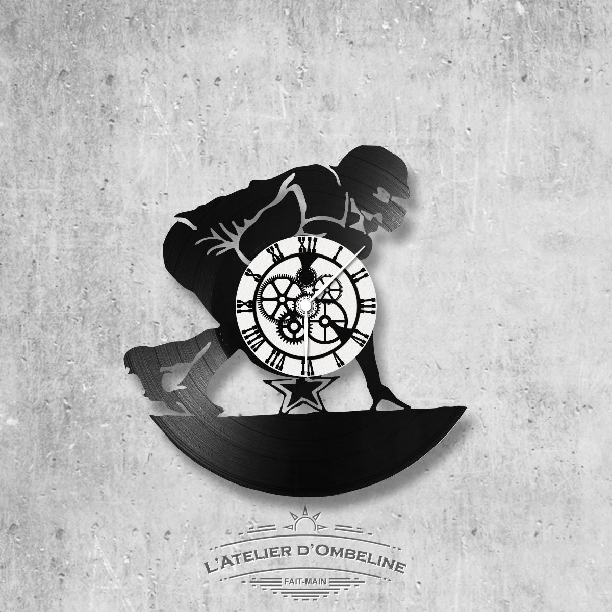 Horloge en Disque Vinyle 33 Tours Thème Foot Américain