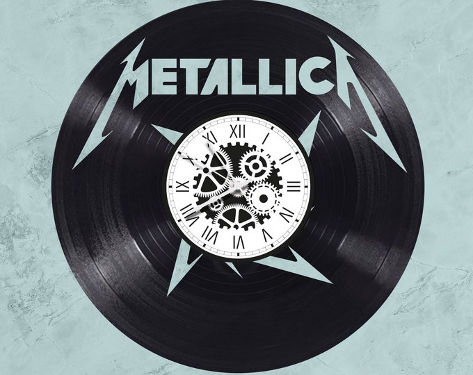 Handmade 33 rpm vinyl wall clock / Metallica theme music rock band