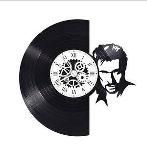 Horloge en disque vinyle 33 tours thème Johnny Hallyday image 2