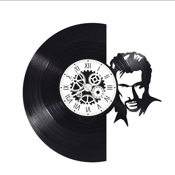 Horloge en disque vinyle 33 tours thème Johnny Hallyday -  France