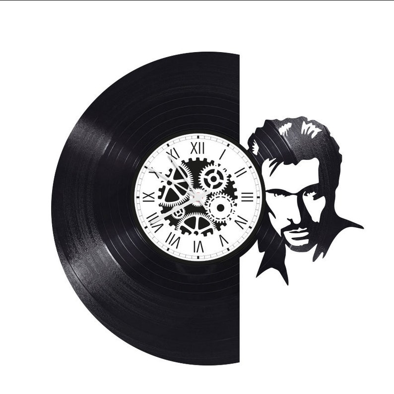 Horloge en disque vinyle 33 tours thème Johnny Hallyday image 2