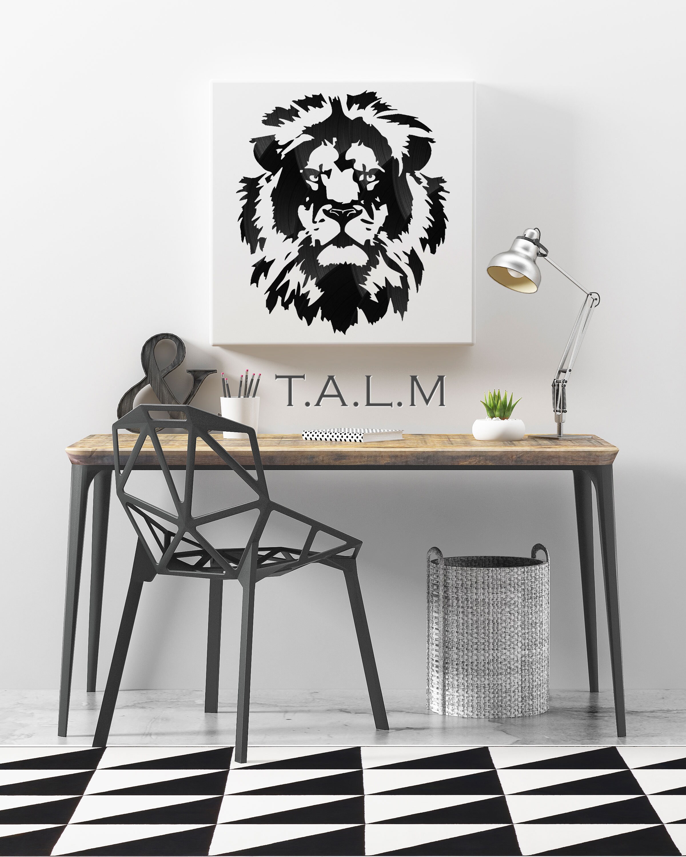 Toile - Tableau Découpe Disques Vinyles Lion