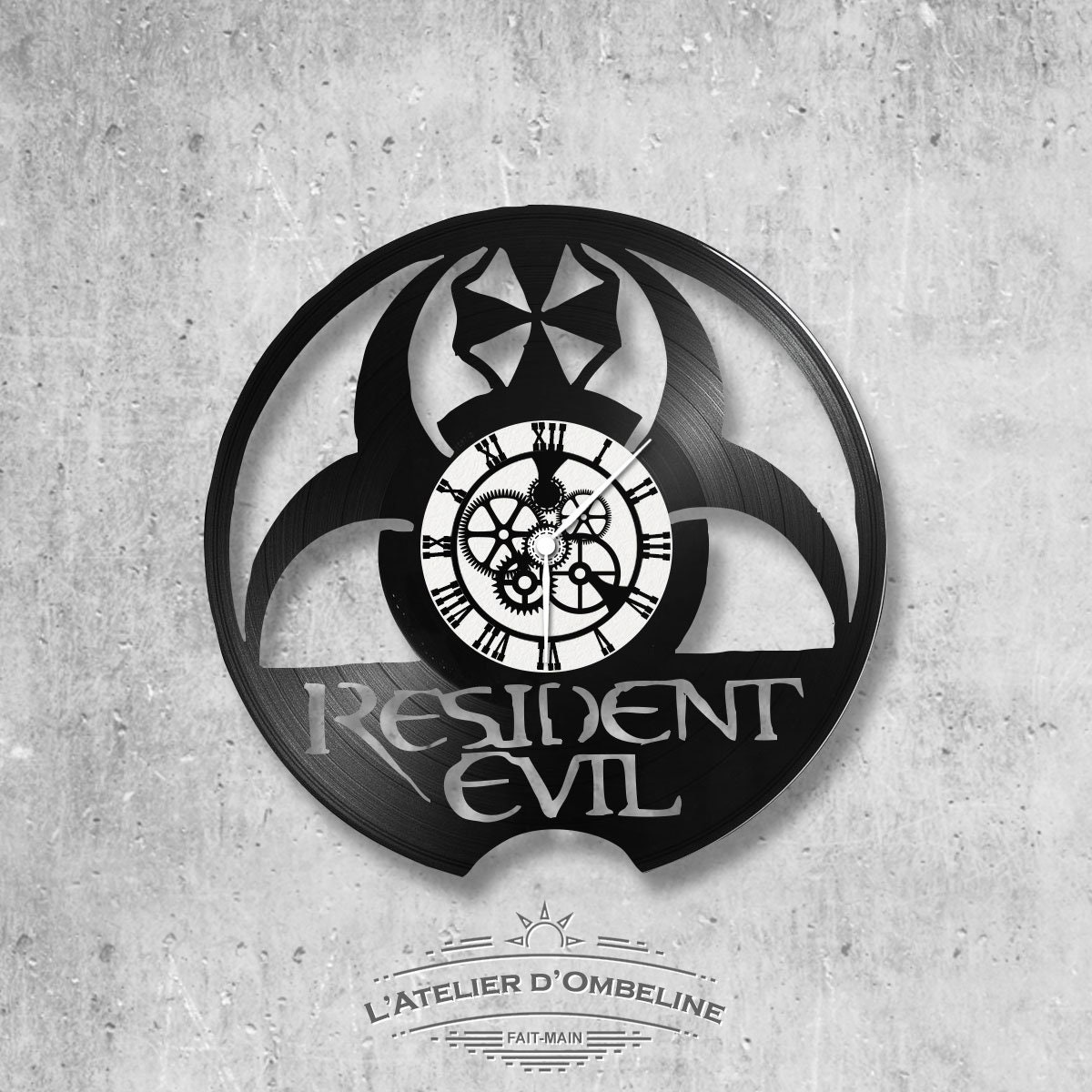 Horloge Murale en Vinyle 33 Tours Fait-Main/Thème Résident Evil, Film, Zombi, Cinéma, Jeux, Video