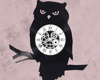 Owl theme 33 rpm vinyl record clock