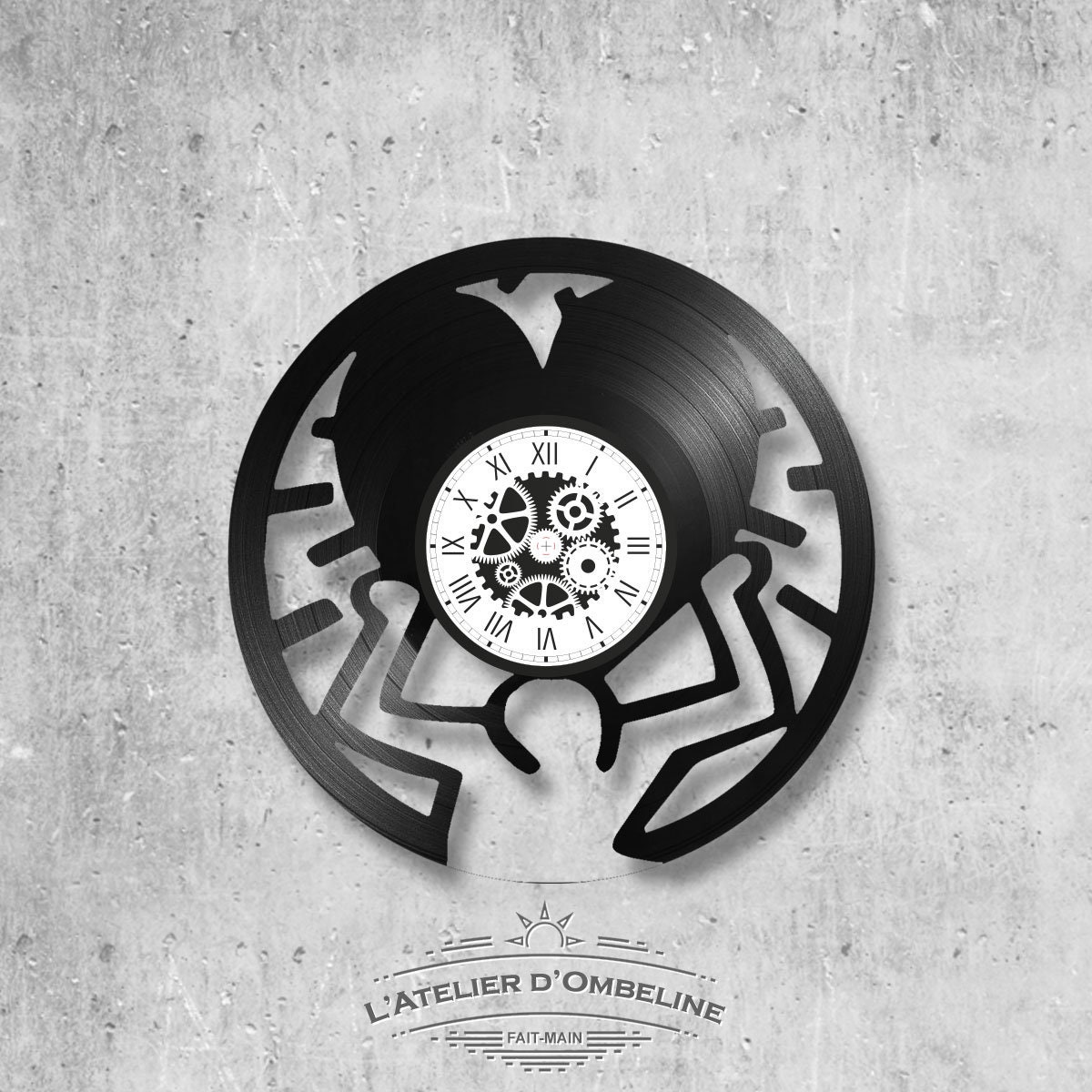 Horloge en Disque Vinyle 33 Tours Thème Coeur sur La Main