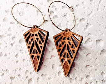 Laser cut wooden earring